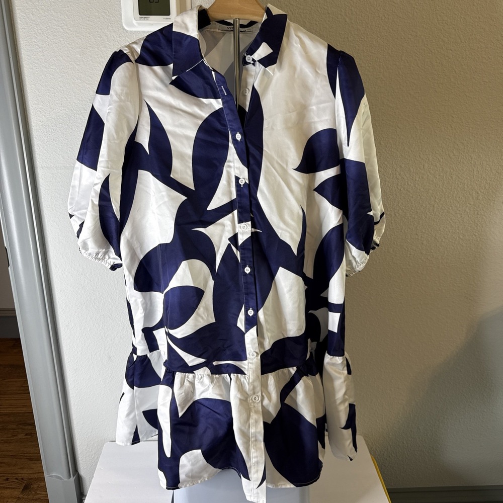 YH&CO Women's Freeda Dress White Purple Fall‎ Cottagecore Bohemian Size 14/XL